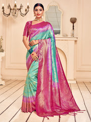 Teal Banarasi Art Silk Saree: Elegant Design, Rich Color, Versatile for Events