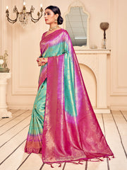 Teal Banarasi Art Silk Saree: Elegant Design, Rich Color, Versatile for Events