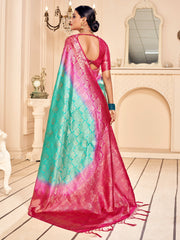 Teal Banarasi Art Silk Saree: Elegant Design, Rich Color, Versatile for Events
