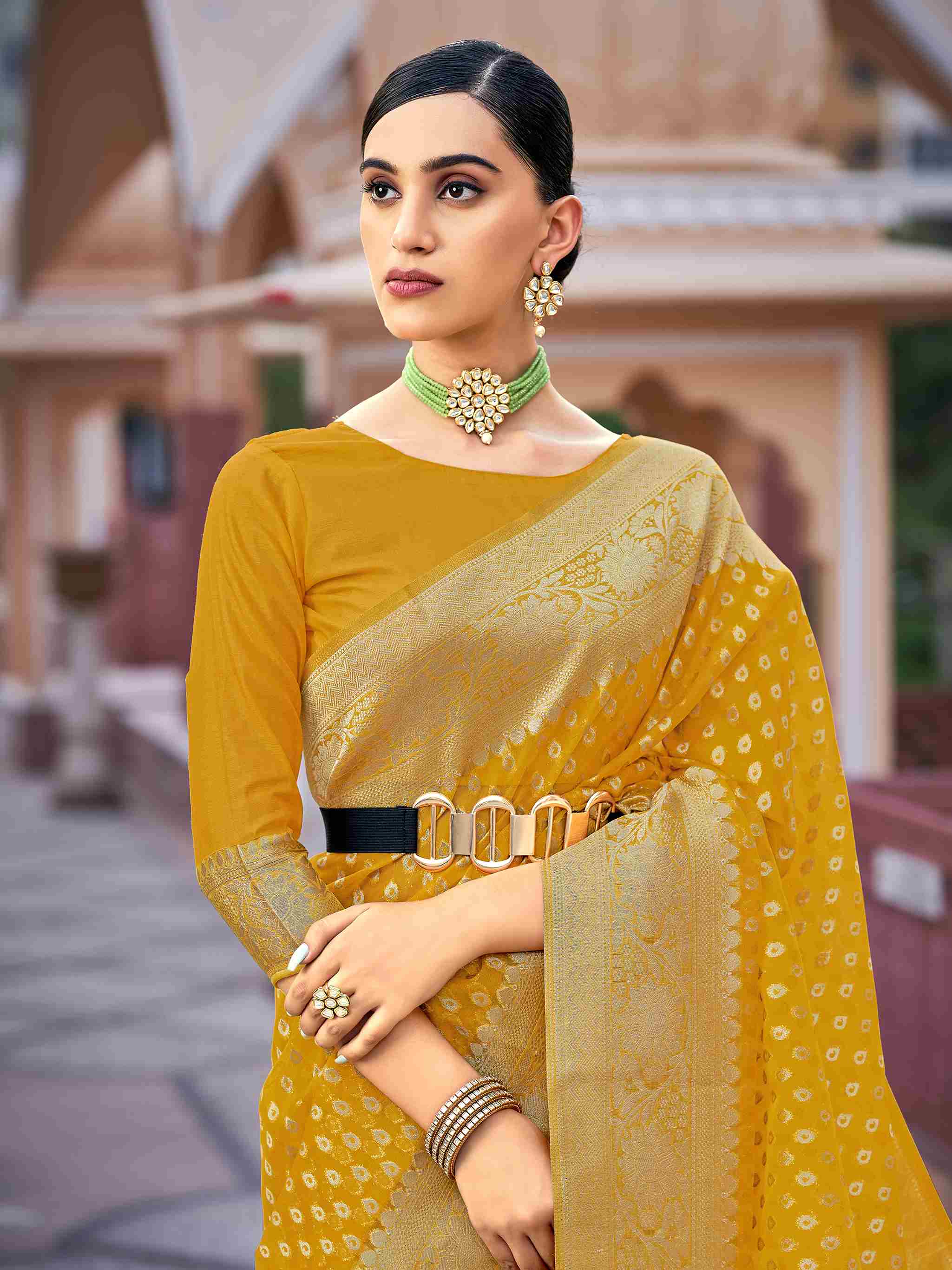 Elegant Yellow Organza Silk Saree: Versatile, High-Quality, Perfect for Events