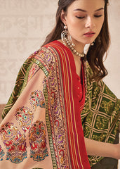 Elegant Green Cotton-Silk Foil Print Saree: Perfect for Festive Occasions