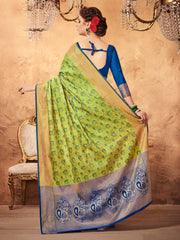 Shop Elegant Green Patola Silk Woven Saree : Tradition Meets Modernity in Premium Fabric