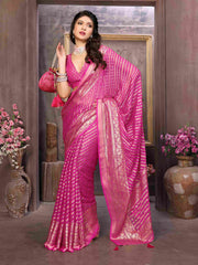 Exquisite Pink Brasso Saree: Timeless Elegance for Weddings & Festive Occasions