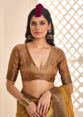 Gold Tussar Silk Woven Saree-4438