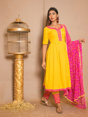 Vibrant Yellow Rayon Kurta Set: Elegant Print, Comfort & Versatility for All