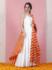 White Rayon Anarkali Kurta Set - Perfect for Festive & Casual Wear