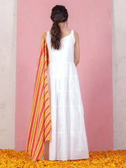 White Rayon Anarkali Kurta Set - Perfect for Festive & Casual Wear