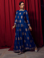Navy Blue Rayon Foil Printed Long Kurti - Stylish, Comfortable & Versatile Wear