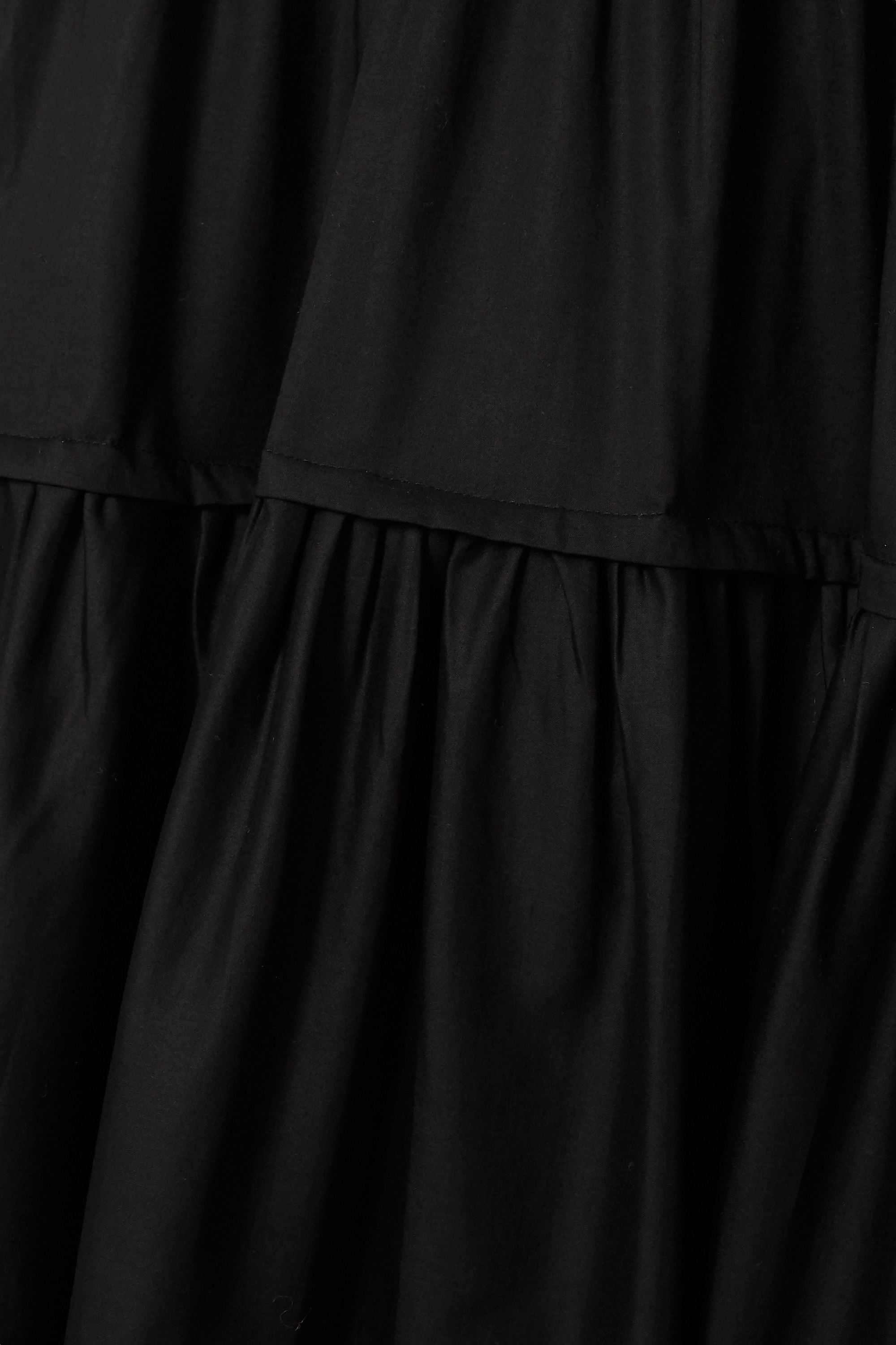 Black Long Cotton Paneled Dress
