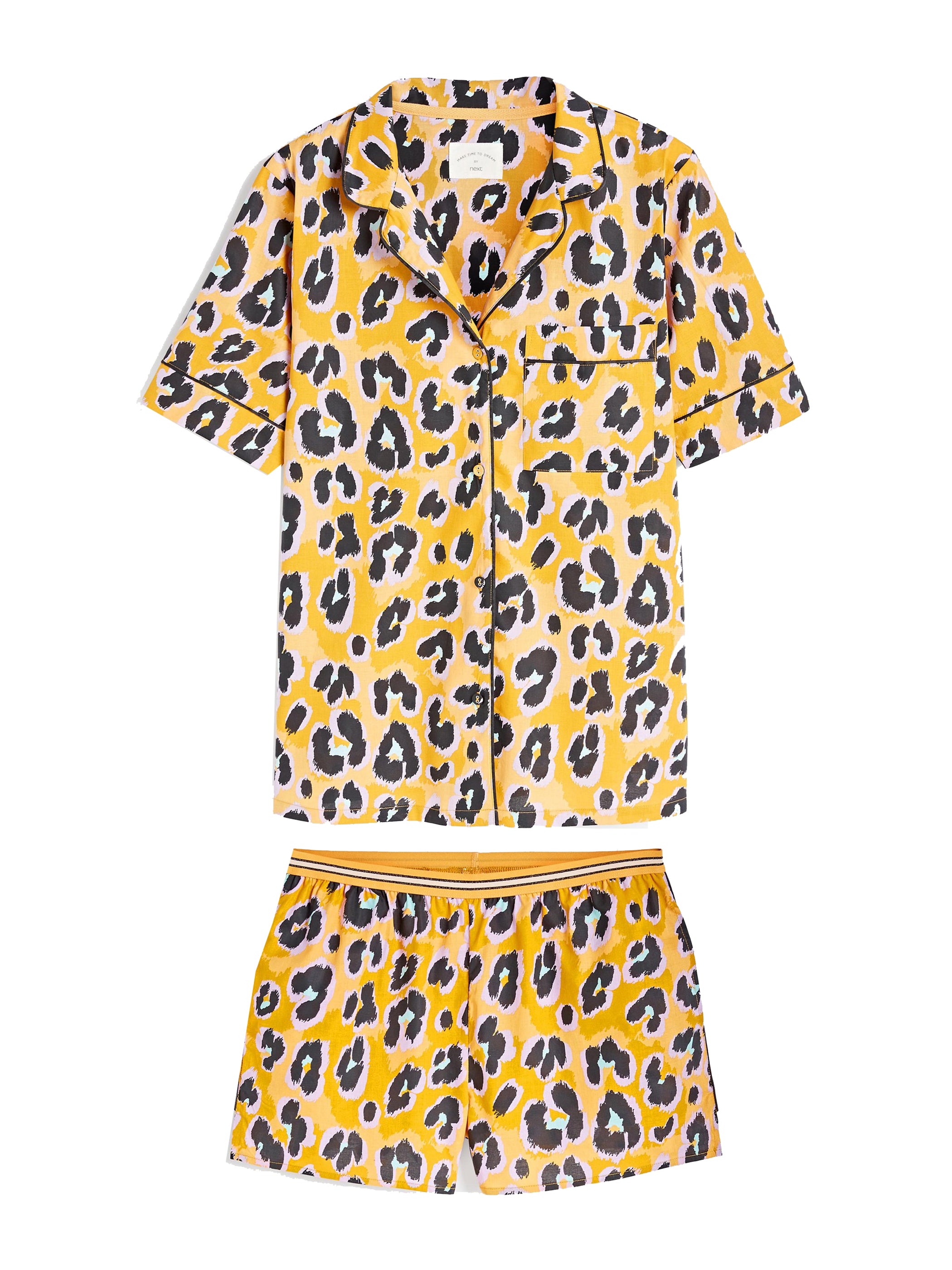 Yellow Abstract Printed Lounge Wear With Shorts