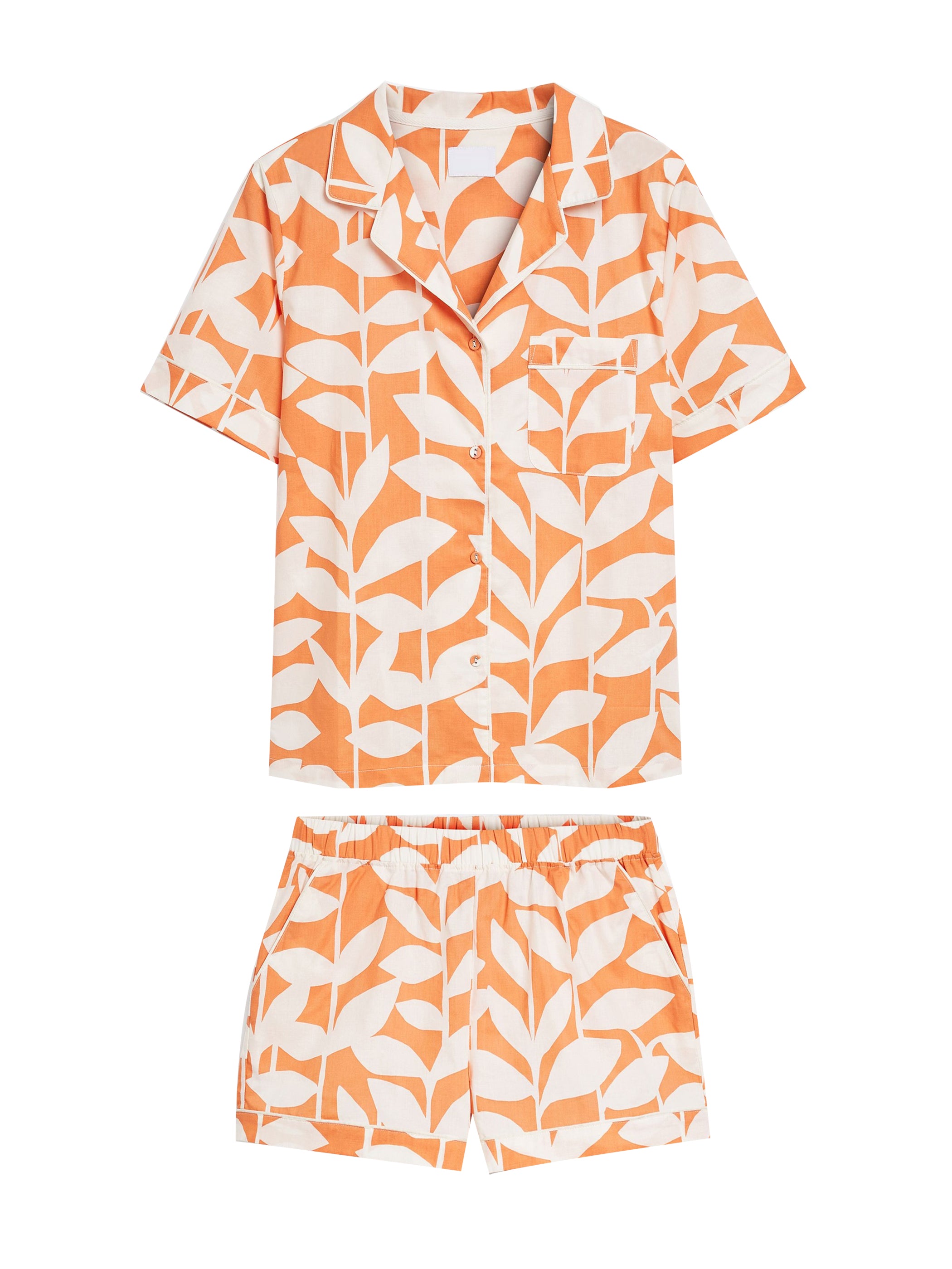 Orange Leaves Printed Lounge Wear.