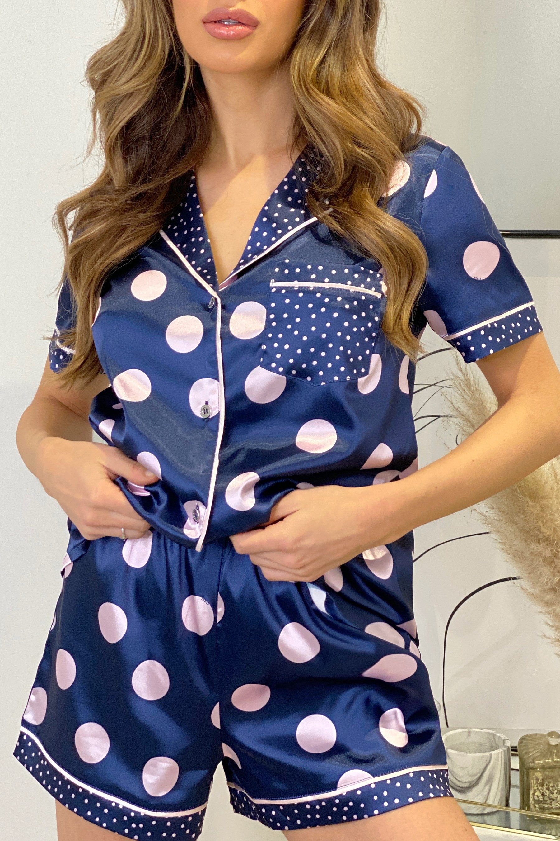 Navy Blue Abstract Printed Lounge Wear.