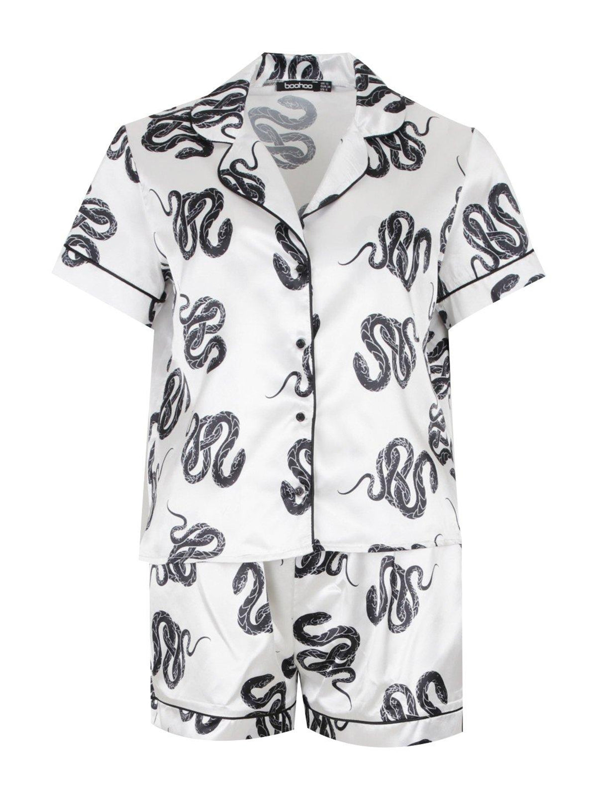 White Abstract Printed Lounge Wear.