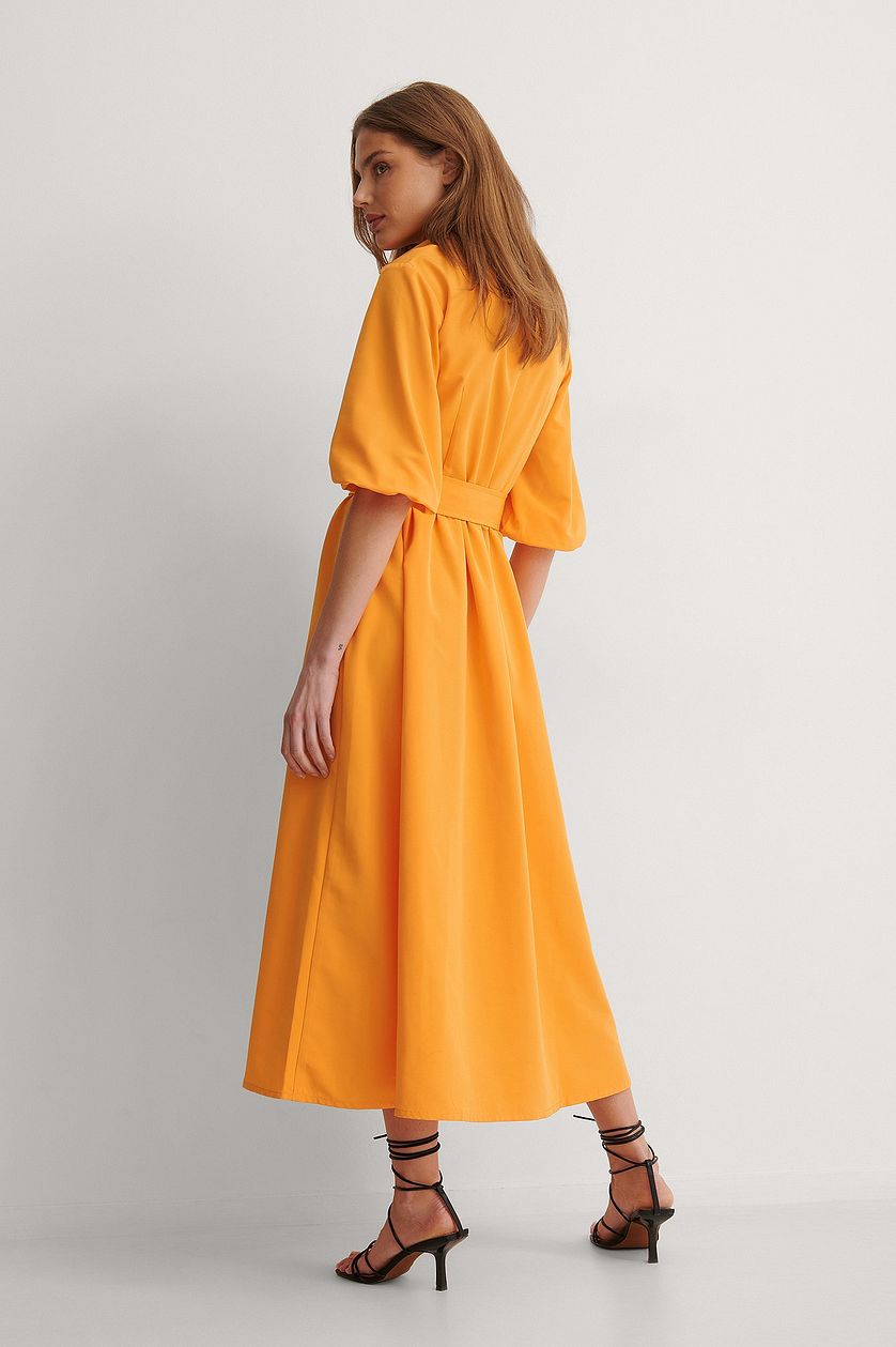Mustard Yellow  Belted Long Sleeve Maxi Dress