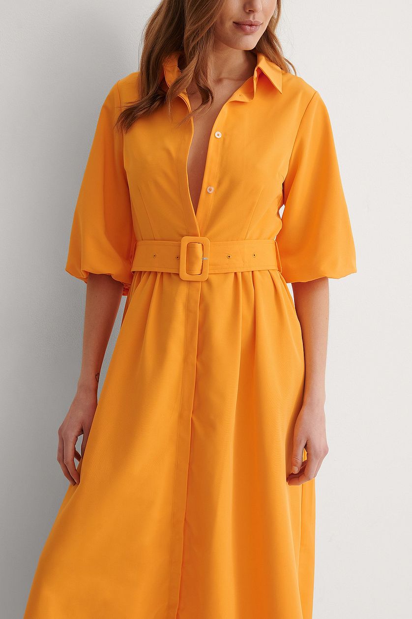 Mustard Yellow  Belted Long Sleeve Maxi Dress