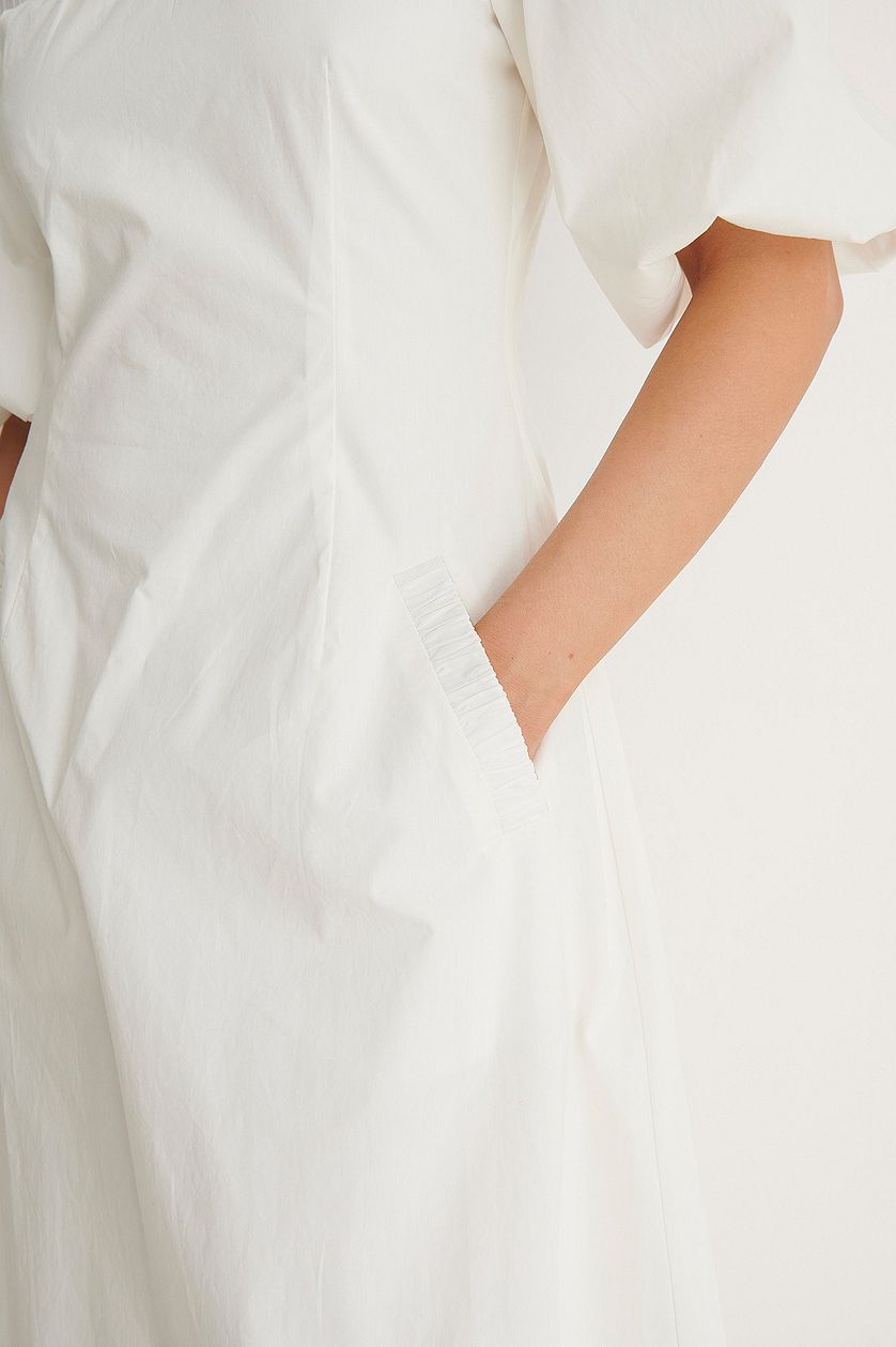 White Off Shoulder Detail Dress
